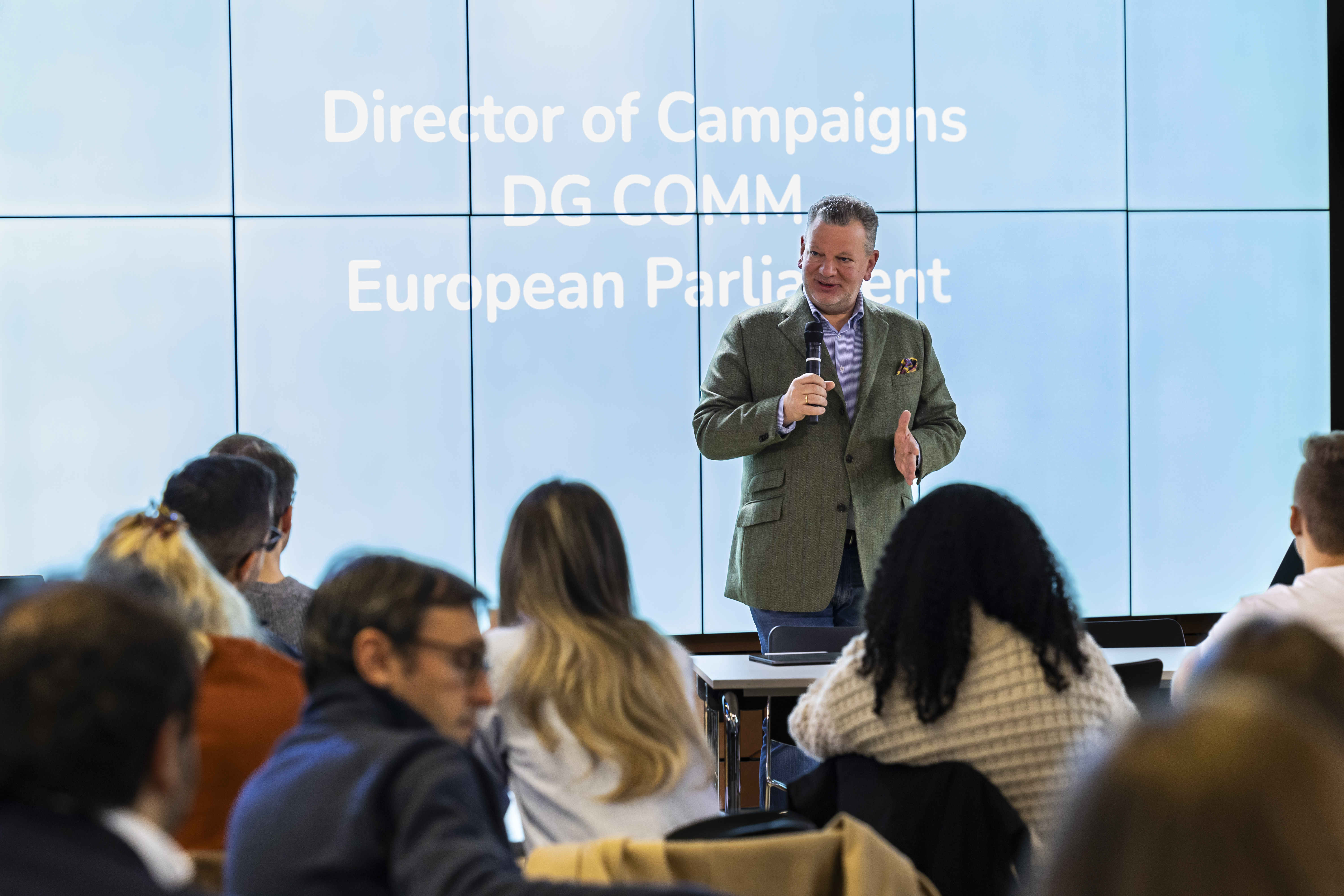 Philipp Schulmeister- director Campaigns DG Comm at the European Parliament giving a presentation
